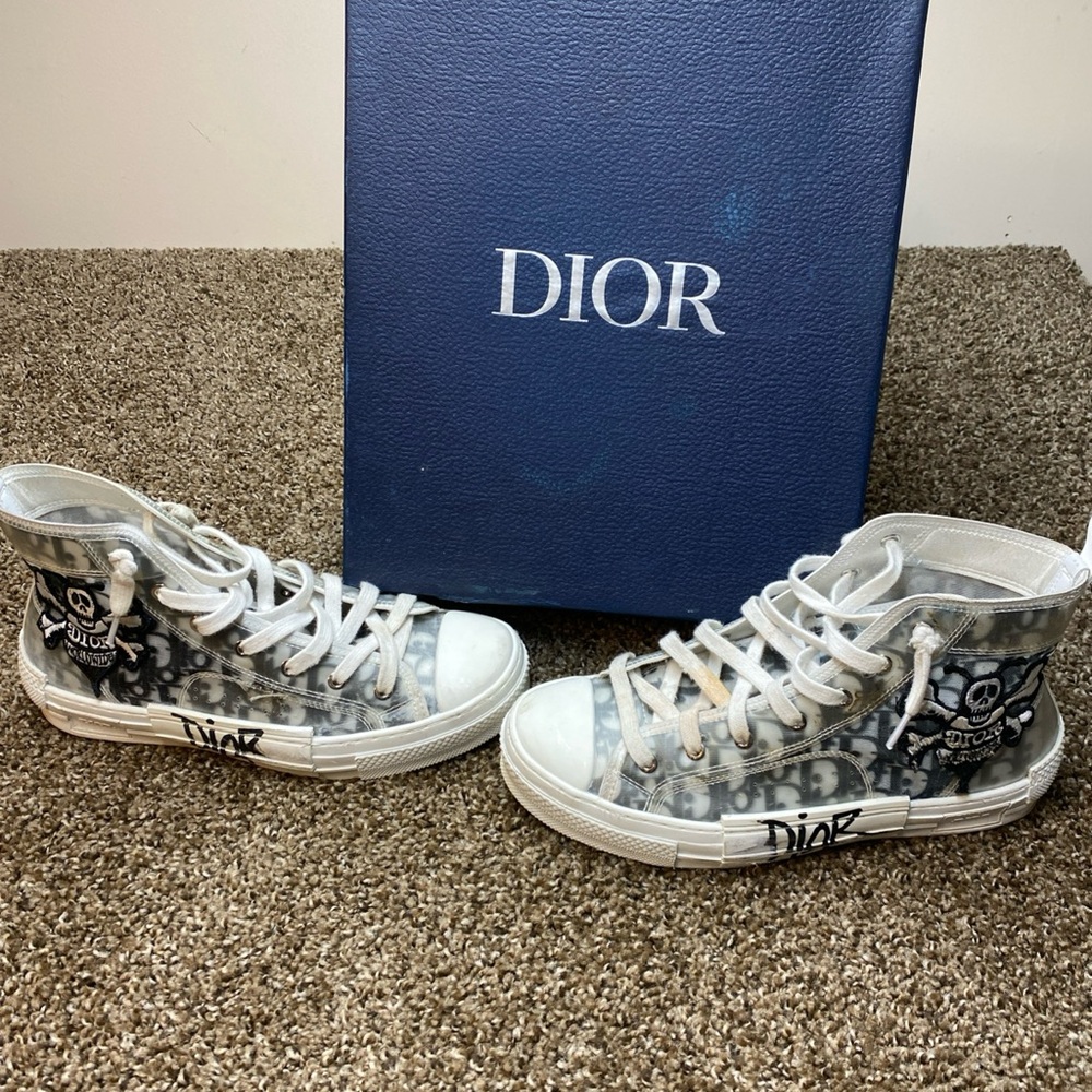 Dior Kids High-Top Sneakers - Gray and White